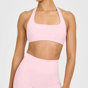 เสื้อชั้นในกีฬาแบบไร้ตะเข็บสำหรับผู้หญิง รุ่น AWX8002-2 คอ halter ทรงสี่เหลี่ยม เปิดหลัง แบบครอปท็อป  รองรับการออกกำลังกายและโยคะได้ดี - Product Image 1