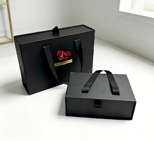 Hot Custom Logo <b>Large</b> Black Drawer Sliding Hard Rigid Cardboard Recycled Materials Luxury Clothing Paper <b>Box</b> Sponge Lining - Product Image 2