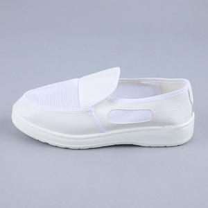 Chaussures <span class=keywords><strong>de</strong></span> travail anti-poussière, fournies par l'usine, tige en cuir, semelle épaisse en PU, respirantes, blanches, en maille respirante, antistatiques - Product Image 3