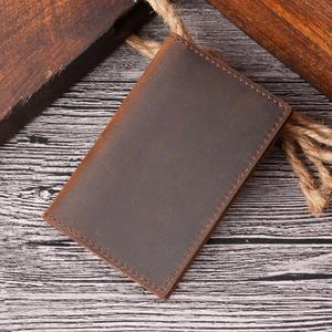 Tarjetero Vintage de cuero genuino Crazy Horse <span class=keywords><strong>para</strong></span> <span class=keywords><strong>hombre</strong></span>, billetera de viaje con bolsillo frontal - Product Image 4