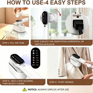Plancha de Vapor Portátil de Mano, 1300W, Pantalla LCD, Tanque de Agua de 130ml, para Viajes y Uso Doméstico - Product Image 3