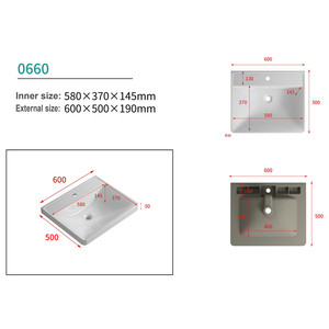 Vasque de salle de bain rectangulaire en céramique intégrée OEM ODM, en porcelaine blanche, pour projets hôteliers et d'appartements - Product Image 2