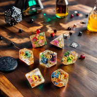 Accessoires RPG : Lot Mystère de Dés D&D en Résine à Motifs Floraux Aléatoires pour les Amateurs de Jeux de Société