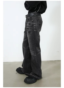 Hot Sale Men's Casual Straight-leg Denim <b>Trousers</b> <b>Light</b> Wash Mid Waist Breathable Woven Solid Cotton Retro High Street Blue - Product Image 2