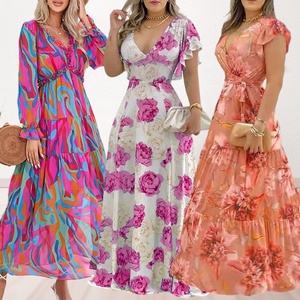Envío Aleatorio Vestido Casual de Moda para Mujer, Nuevo Vestido Largo Floral de Verano para Dama, Vestido <span class=keywords><strong>Maxi</strong></span> de Ropa de Mujer para la Industria Pesada - Product Image 3