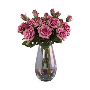 Rosas Artificiales de Dos Cabezas Simuladas, Flores de Seda y Plástico de Alta Simulación para Decoración de Bodas y Hogar - Product Image 4