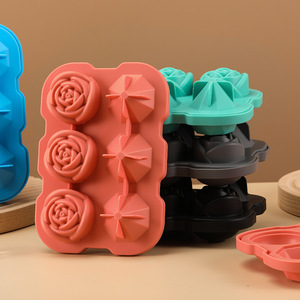 Top Sale Langlebige Silikon Eiswürfel schale 6 Hohlraum Diamant Rose Form Design Kreative Küche Gefrier werkzeug Cocktail Drink Chiller - Product Image 3