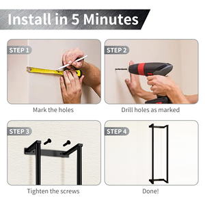 Wall Mounted Stainless Steel Towel Rack Self-Adhesive Black Bathroom Rack Towel <b>Shelf</b> - Product Image 3