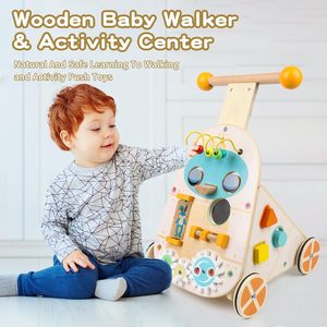 Andador de madera educativo para bebés, juguete de actividad, carrito de empuje con forma de león - Product Image 5