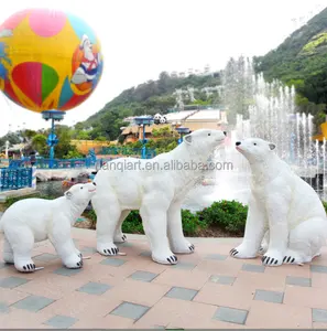 Estatueta animal da decoração do parque de diversões, tamanho realista da vida, esculturas polar luminosas de fibra de vidro com luz led