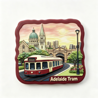 Aimant de réfrigérateur personnalisé en polyrésine, tram vintage de Melbourne, Australie, scène de coucher de soleil, souvenir touristique en résine, cadeau de collection de voyage
