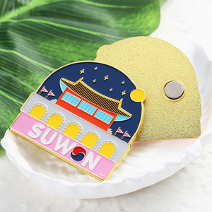 Aimant de réfrigérateur personnalisé métal alliage de zinc émaillé plaqué or 3D dessin animé voyage motif de construction cadeaux souvenirs aimants pour réfrigérateur - Product Image 4