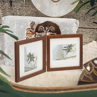 Cadre photo en bois Hakuba carré taille L, double face, marron FSQCR-BRL2, léger, incassable, feuille PET, utilisation verticale et horizontale