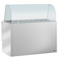 Mesa de Preparación Refrigerada Gastro Saladette PREMIUM de GGM, 1368 mm, Triple Puerta, Tapa de Vidrio, Eficiencia Energética A++, Descongelación Automática +4C