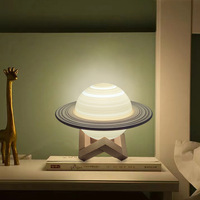 Lampe de lune à LED 16 couleurs avec support imprimé en 3D Mini veilleuse Saturne/Galaxy Télécommande/Contrôle tactile Compatible USB