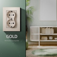 Noir gris or Double prise électrique 2 en 1 prise de courant murale panneau en aluminium prise double Schuko pour prise ue 16A 210V ~ 250V