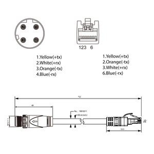 Conector Marvtech de Doble Protección Ethernet Profinet <span class=keywords><strong>M12</strong></span> Código D Macho a <span class=keywords><strong>RJ45</strong></span> Sobremoldeado - Product Image 5