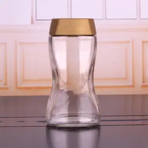 透明玻璃瓶 750毫升热销咖啡罐与金色塑料盖