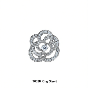 Bague en diamant T0028 taille 8 pour femme, bijou de luxe en pierre naturelle taille brillant rond - Product Image 1