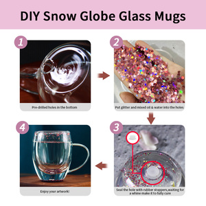 <span class=keywords><strong>Tazas</strong></span> de Vidrio de Doble Pared de Borosilicato Pre-Perforadas para Café con Agujeros para Globo de Nieve de Navidad DIY y Arena Movediza - Product Image 6