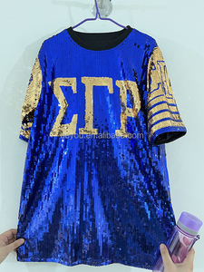 Philo 1943, <span class=keywords><strong>camiseta</strong></span> informal, lentejuelas de oro blanco, letra griega 'P', manga corta, ajuste holgado para fiesta de graduación de fraternidad de hermandad - Product Image 3