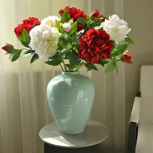 2 Köpfe Frühlings pfingstrose Hochwertige Seiden blumen Realistische Artficiail-Blume Für Haushochzeits-Garten dekoration
