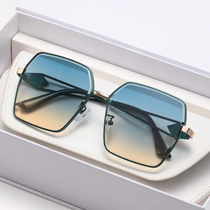 Nuevo estilo de gafas de sol con montura metálica para mujer, protección Uv400, lentes de resina tipo 3, Color negro YC1034 - Product Image 5