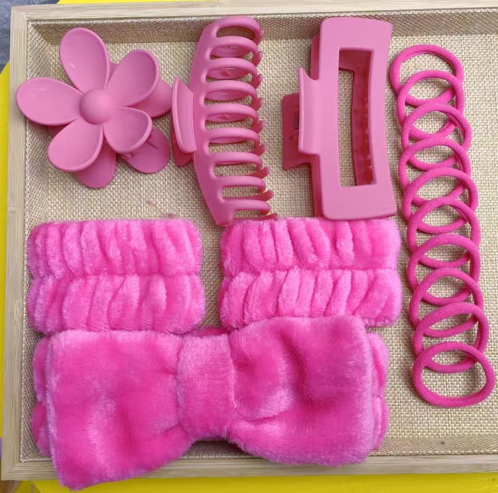 Set di 16 fasce per capelli rosa (confezione in busta OPP)