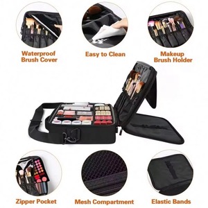 Échantillon Gratuit : Trousse de Maquillage Professionnelle Étanche en Tissu Oxford Rigide avec Compartiments, Poignée de Transport et Roulettes pour Voyage - Product Image 4