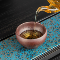 Bol à thé Tigoo Tenmoku Jian Zhan, tasse à thé en céramique goutte d'huile or violet, tasse de maître Kung Fu, vente en gros, logo personnalisé