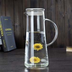 Jarra de agua de vidrio transparente con tapa de acero, resistente al calor, para bebidas frías, jugos de verano, uso en refrigerador. - Product Image 2