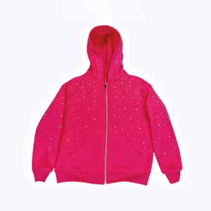 Sweat-shirts pour hommes en coton de haute qualité, personnalisés, colorés, avec diamants, à capuche zippée, entièrement ornés de strass - Product Image 4