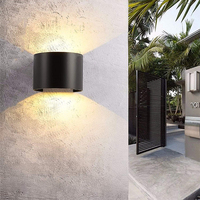 Applique murale Led ronde en noir, luminaire décoratif d'extérieur, éclairage d'en haut et d'en bas, design moderne, pour l'intérieur et l'extérieur, 5/6W