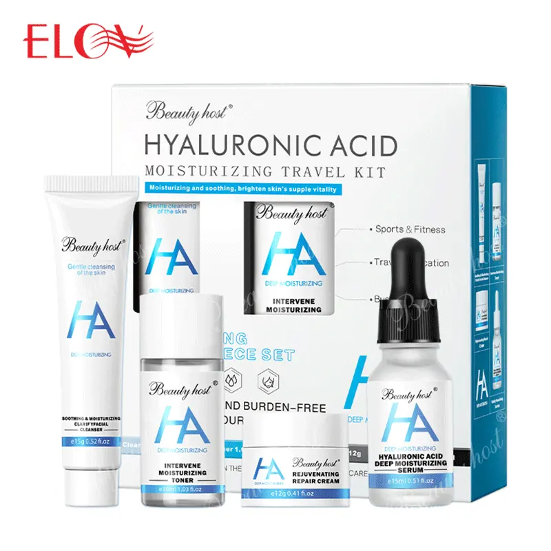 Skincare Korean 4 Pieces Hyaluronic Acid Facial Toner Set Cream Facial Moisturizer Whitening Women Skin Care Travel Set