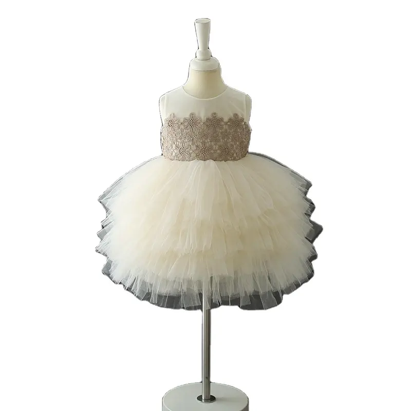 Gold dress for children 1 Year Old India Summer TUTU Baby Girl Princess Dresses For Holiday Birthday Party