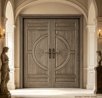 Porte d'entrée extérieure en bois massif délicat avec isolation phonique pour maison, villa, hôtel et centre commercial - Design européen
