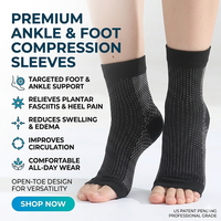 Manchons de compression pour pieds à bout ouvert, chaussettes de soutien de la cheville, soutien élastique de la voûte plantaire pour la course, la marche, le sport, la remise en forme, hommes et femmes