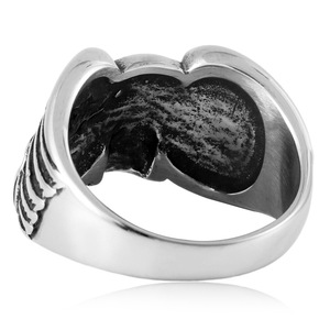 yunnique Stainless Steel <b>Skull</b> Cross <b>Ring</b> For Men Punk Style Halloween Jewelry Silver Color Geometric Design Fashion <b>Ring</b> - Product Image 4