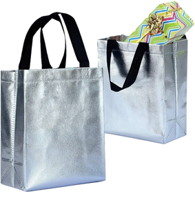 Sacs de shopping en gros avec poignée, en non-tissé, avec lamination métallique argentée et dorée, logo personnalisé, fabriqués en usine au Vietnam - Product Image 2