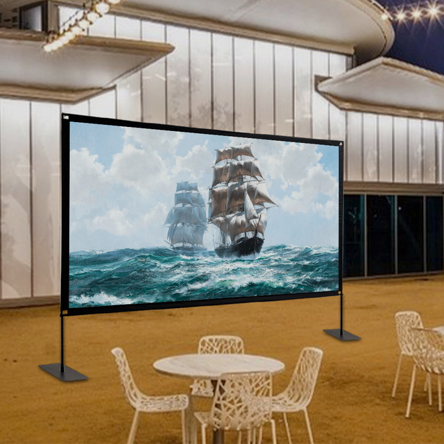 Wholesale 120" Lightweight Metal Portable Foldable Tool-Free Quick Setup Home Office Outdoor Front Rear Projection Screen Stand