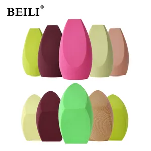 BEILI Popular Professional Makeup Sponge Colorful Green Three Cutting Cosmetic Buff Sponge