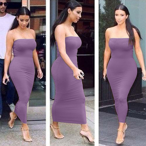 TOB热卖无肩带无袖休闲连衣裙性感连衣裙紧身性感马克西连衣裙 - Product Image 6