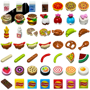 Blocs de construction MOC en forme de bonbons, jouets, snacks, pommes de terre, chocolat, pop-corn, pizza, hamburger, pain, biscuits et boissons - Product Image 2
