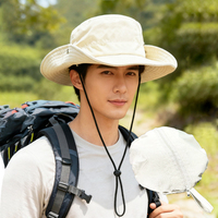 Chapeau de soleil unisexe multifonctionnel à fermeture éclair, pliable, pour la pêche en plein air, la randonnée, chapeau de cowboy, chapeau seau portable, protection UV, avec poche