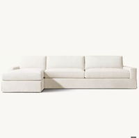 Ensemble de canapés modulaires MAXWELL au design italien classique, en forme de L, avec jupe en tissu éponge, personnalisable et écologique, pour hôtels et appartements