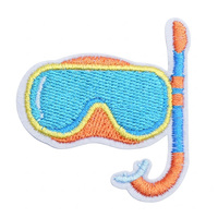 Patch brodé planche de surf et tuba, appliqué thermocollant pour vêtements, vestes, sacs, artisanat d'été DIY