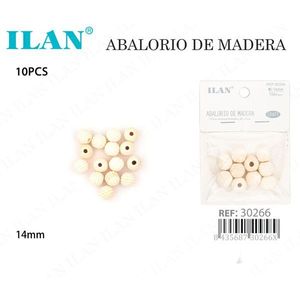 Cuentas de madera Ilan de 14 mm con ranuras para manualidades y fabricación de joyas, 10 unidades - Product Image 3