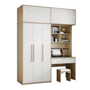 Armario de madera de una pieza con diseño personalizado, armario <span class=keywords><strong>plegable</strong></span> de tela multicapa, librería de escritorio para tocador de dormitorio - Product Image 5