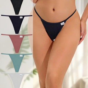 Slip <span class=keywords><strong>Tanga</strong></span> da Donna in <span class=keywords><strong>Cotone</strong></span> 100% con Ricamo, Tessuto a Costine, Sexy, a Vita Bassa, Comodo e Traspirante - Product Image 3