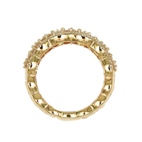 Bague large en or jaune 18 carats avec pavé de diamants et découpes ajourées, bijou de luxe pour femme